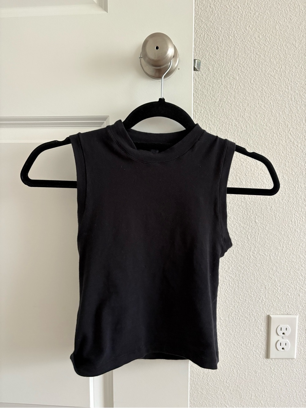 Skims Black Sleeveless Mock Neck Tank Top